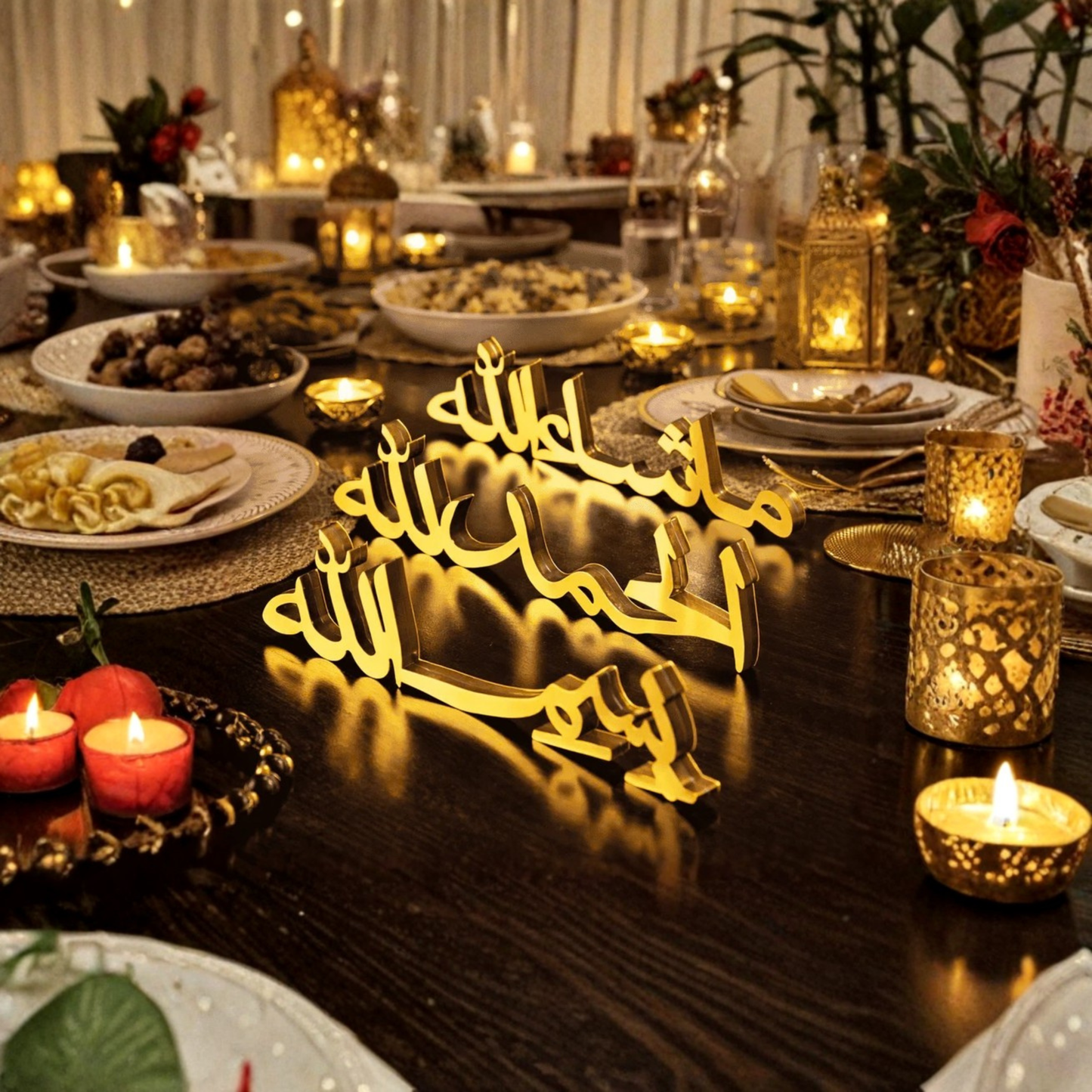 Alhamdulillah, Bismillah, MashAllah Arabic Islamic Tabletop Art Decor for Ramadan