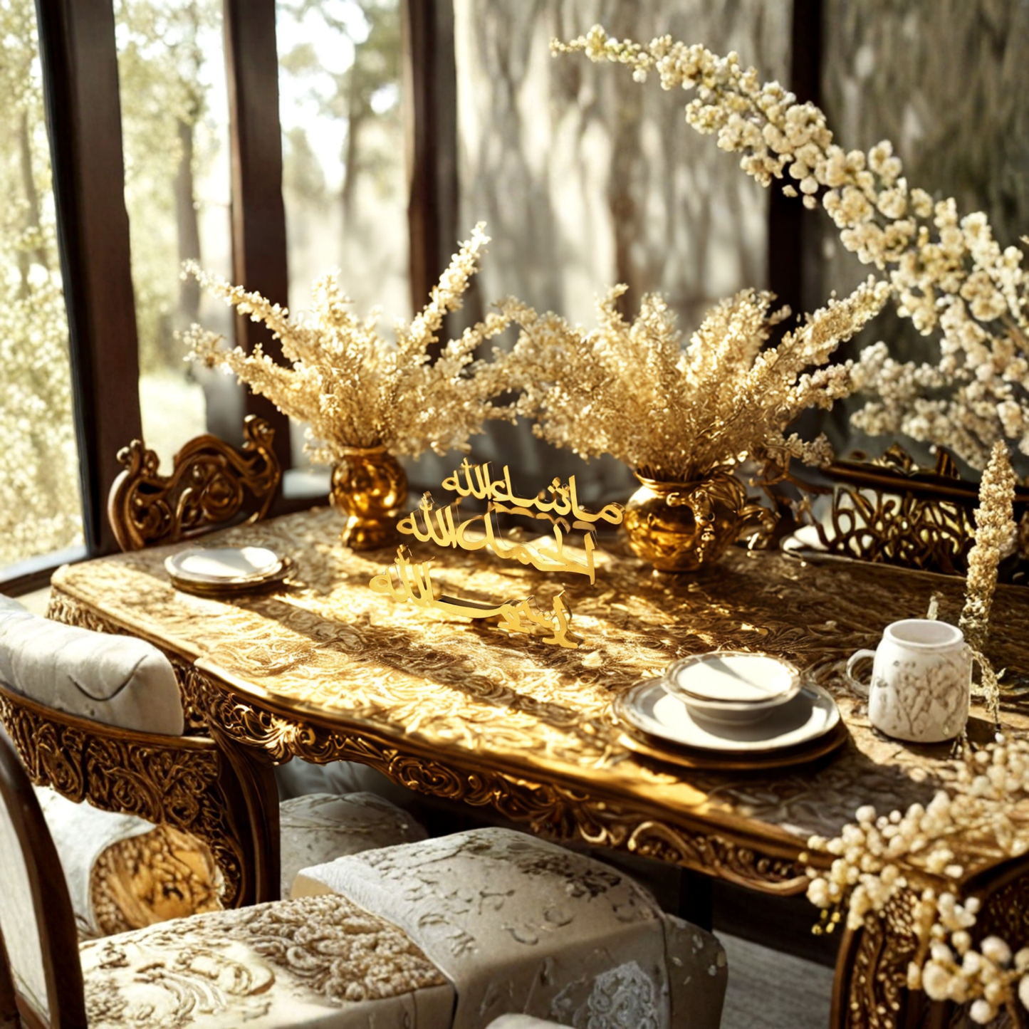 Alhamdulillah, Bismillah, MashAllah Arabic Islamic Tabletop Art Decor for Ramadan